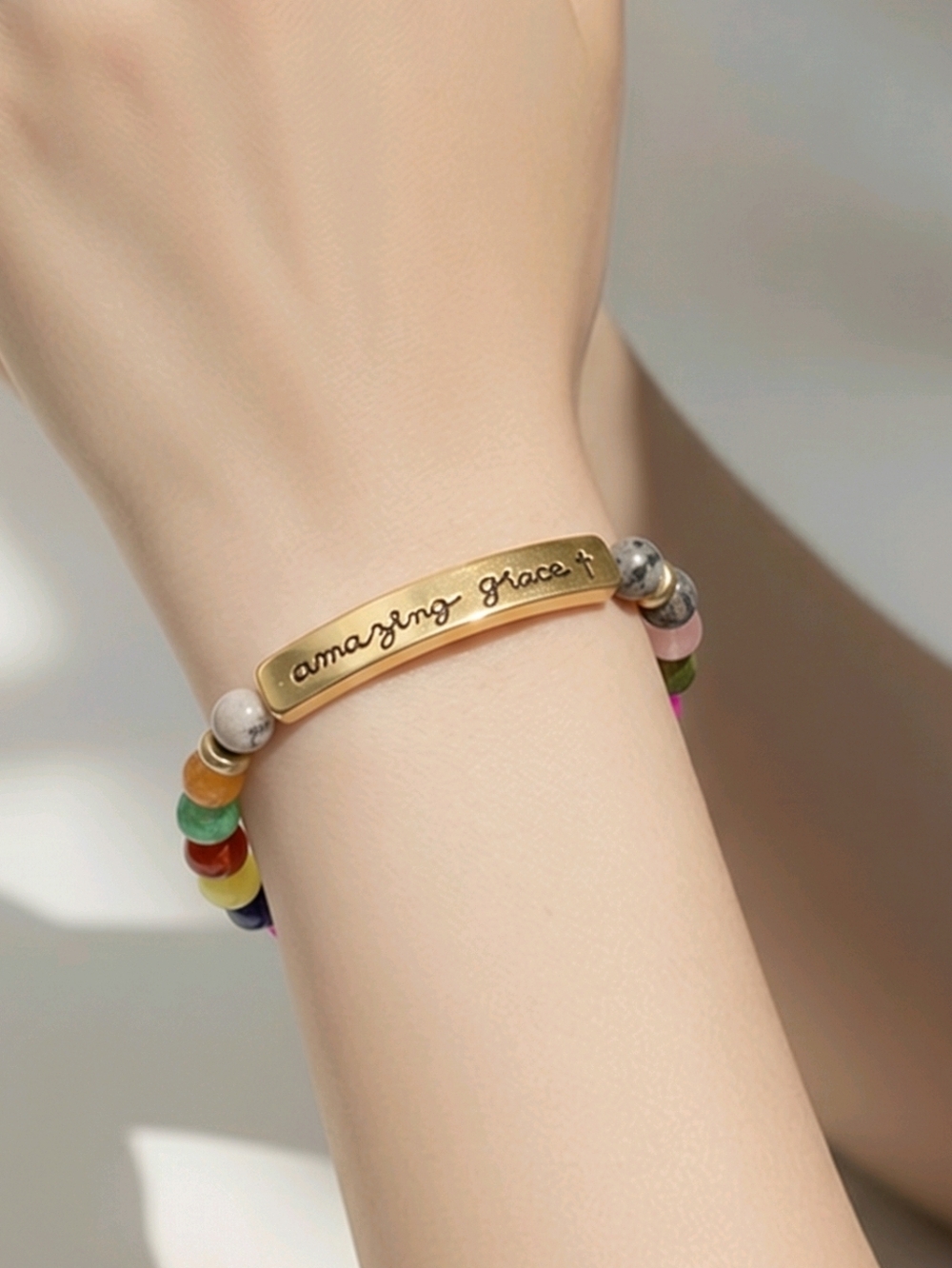 Amazing Grace Bar Bracelet Colorful Beaded Christian Girl Faith Stack Meaning